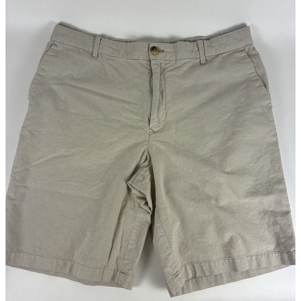 Izod Saltwater Men's Chino Shorts Size 36 Khaki Flat Front 100% Cotton Coastal